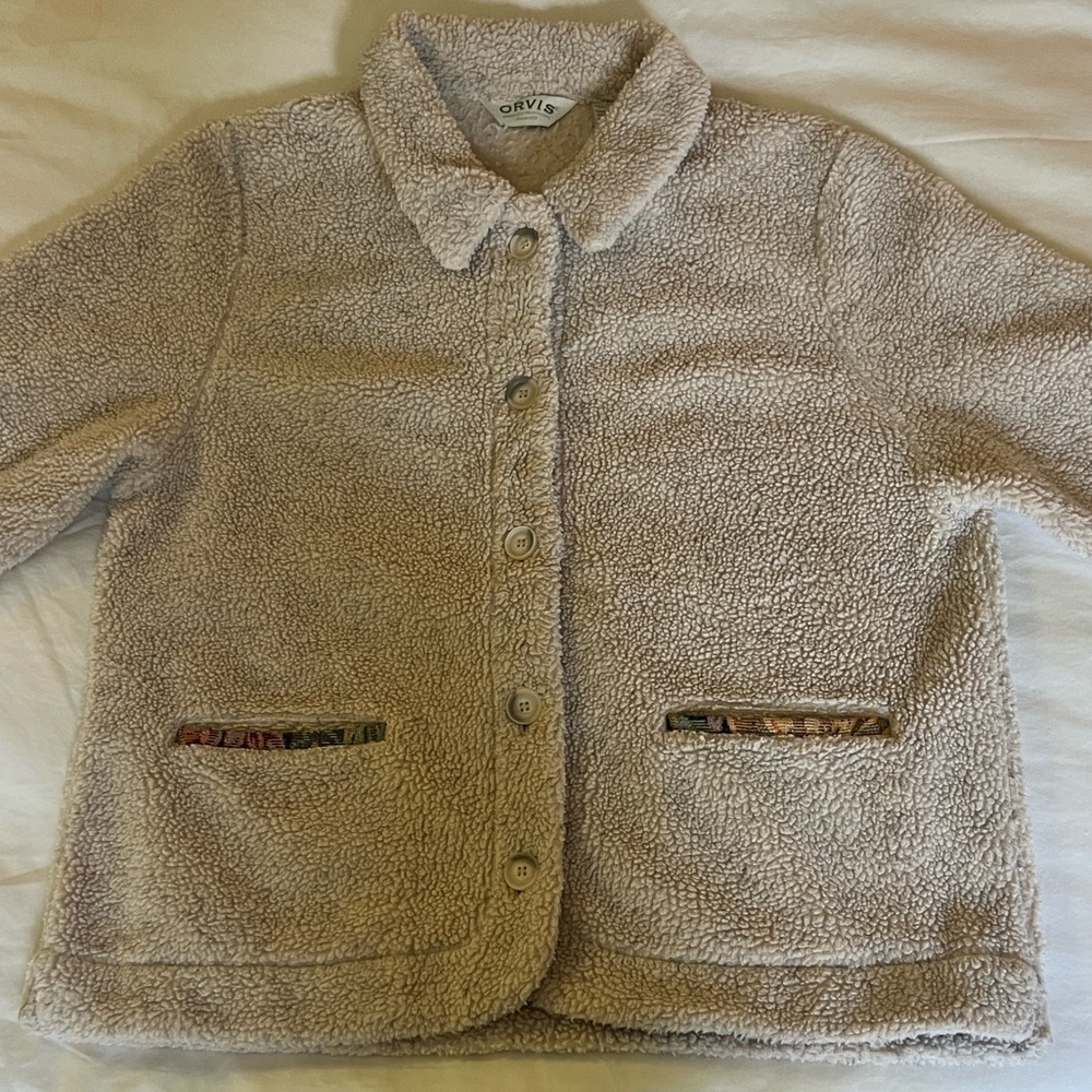 Orvis Cream Sherpa Fleece Jacket M
